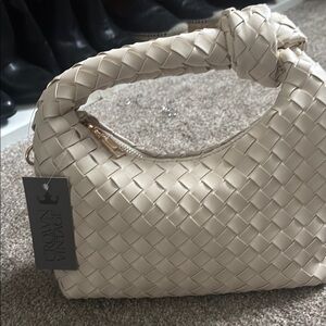Cream Woven Handbag